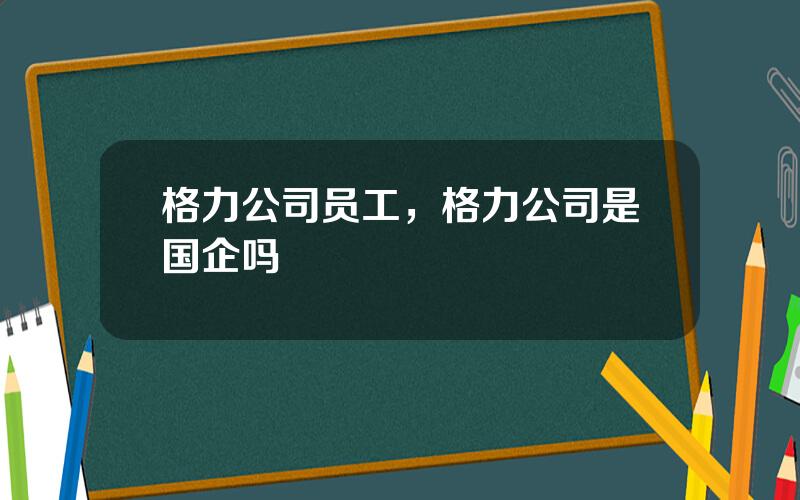 格力公司员工，格力公司是国企吗