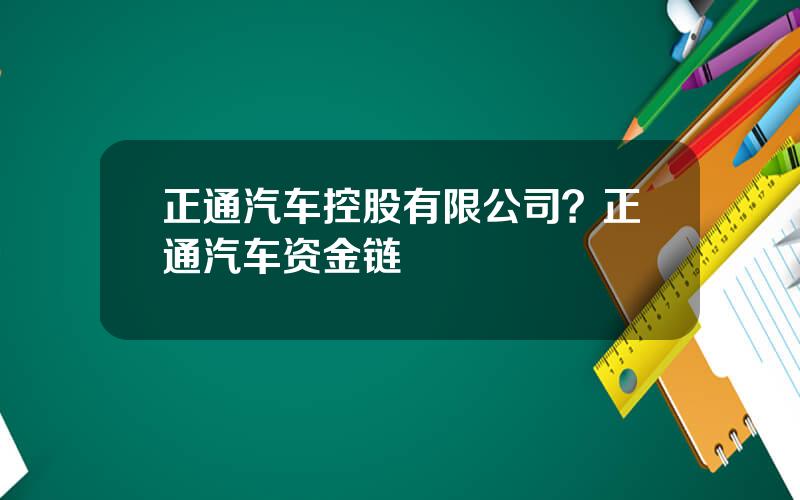 正通汽车控股有限公司？正通汽车资金链