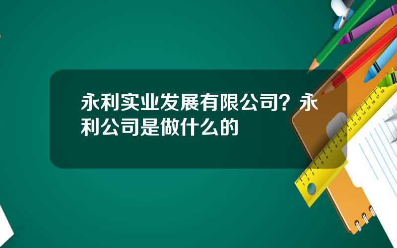 永利实业发展有限公司？永利公司是做什么的