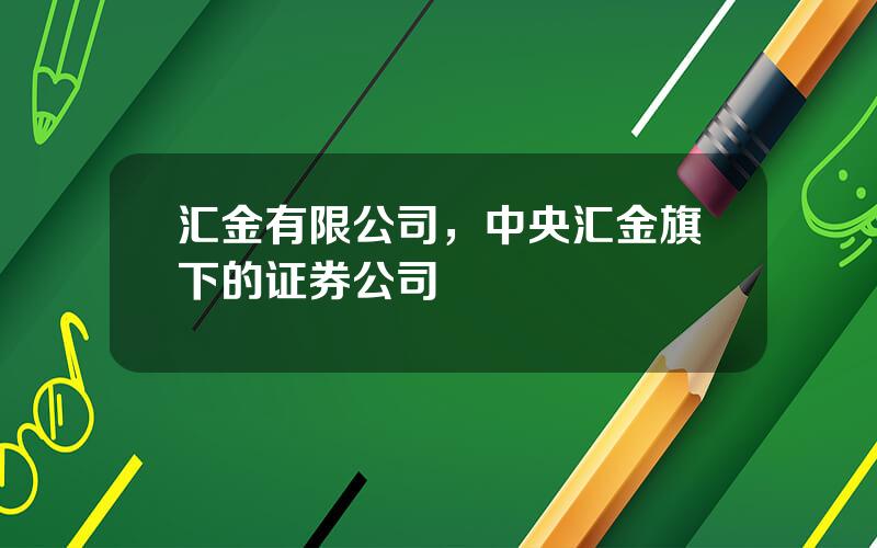 汇金有限公司，中央汇金旗下的证券公司