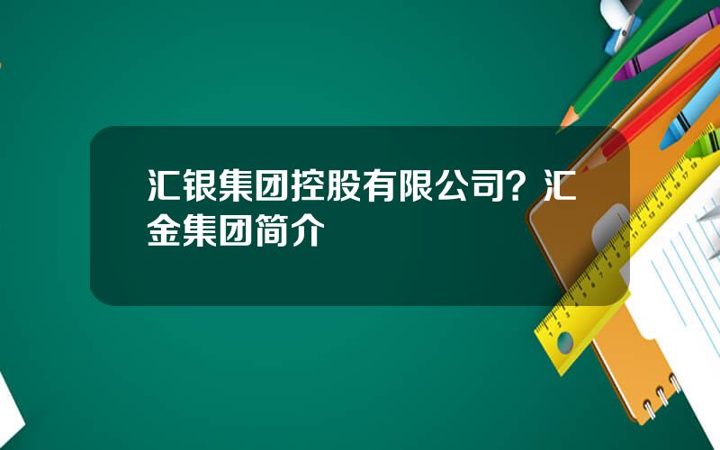 汇银集团控股有限公司？汇金集团简介