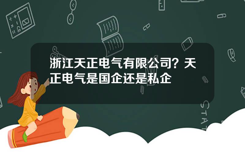 浙江天正电气有限公司？天正电气是国企还是私企