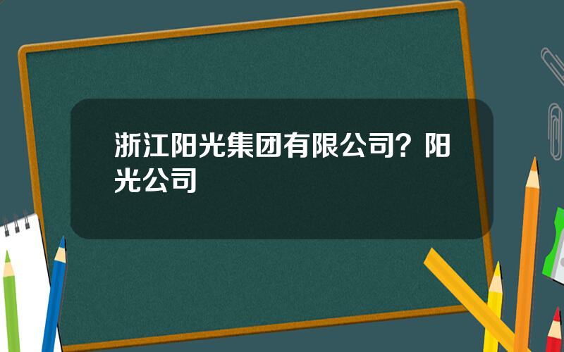 浙江阳光集团有限公司？阳光公司