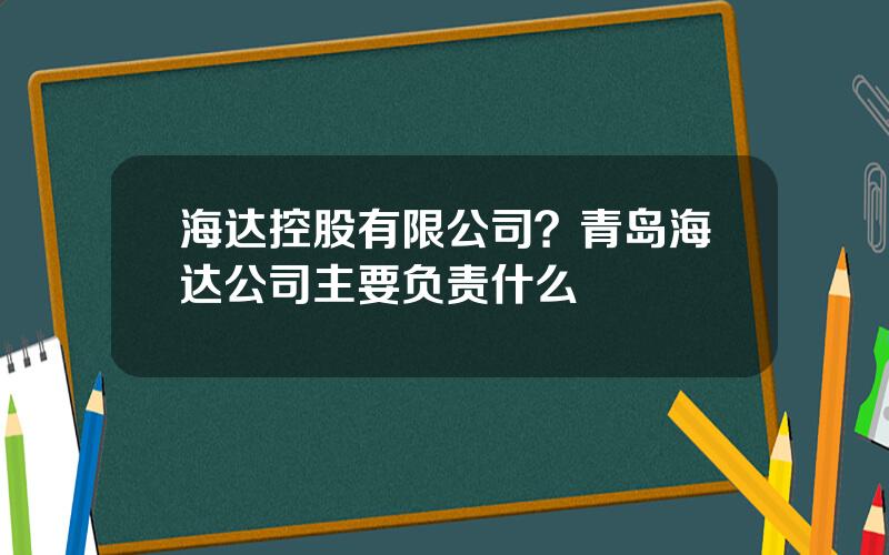 海达控股有限公司？青岛海达公司主要负责什么