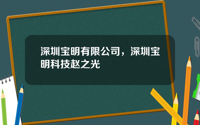 深圳宝明有限公司，深圳宝明科技赵之光