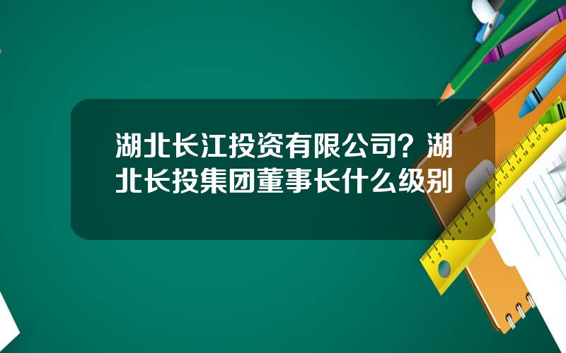 湖北长江投资有限公司？湖北长投集团董事长什么级别