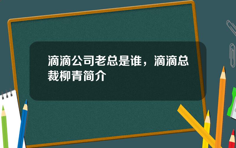 滴滴公司老总是谁，滴滴总裁柳青简介