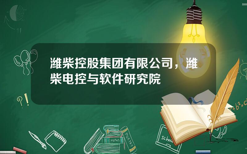 潍柴控股集团有限公司，潍柴电控与软件研究院