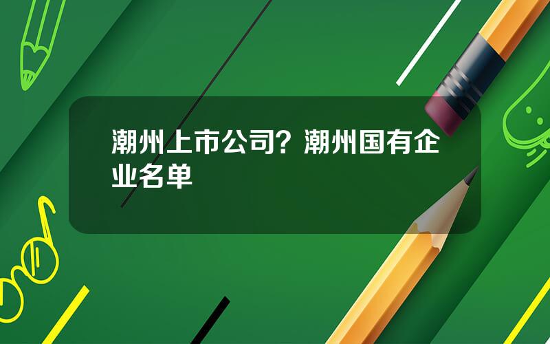 潮州上市公司？潮州国有企业名单