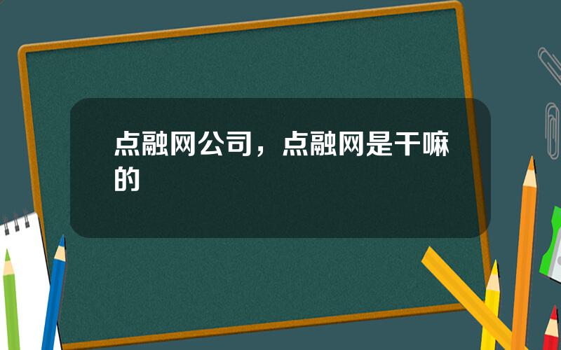 点融网公司，点融网是干嘛的