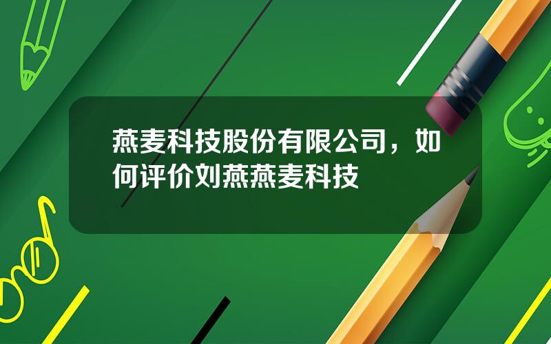 燕麦科技股份有限公司，如何评价刘燕燕麦科技