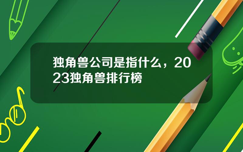 独角兽公司是指什么，2023独角兽排行榜