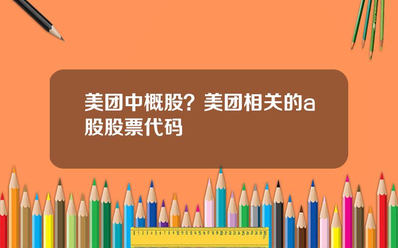 美团中概股？美团相关的a股股票代码