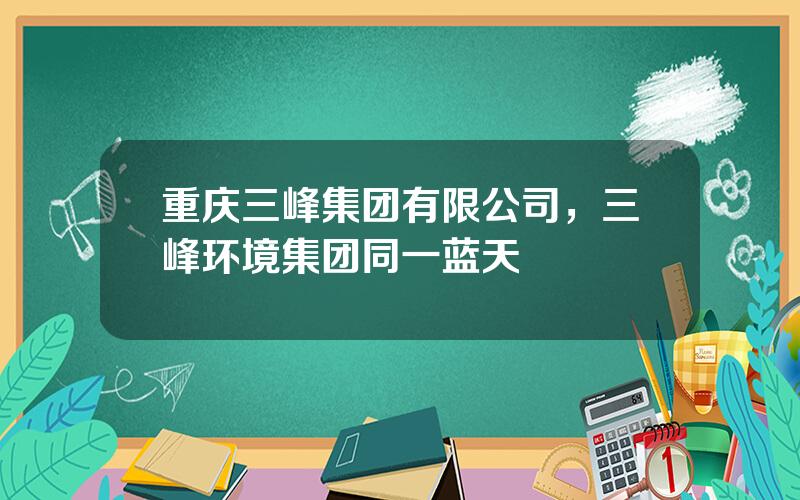 重庆三峰集团有限公司，三峰环境集团同一蓝天